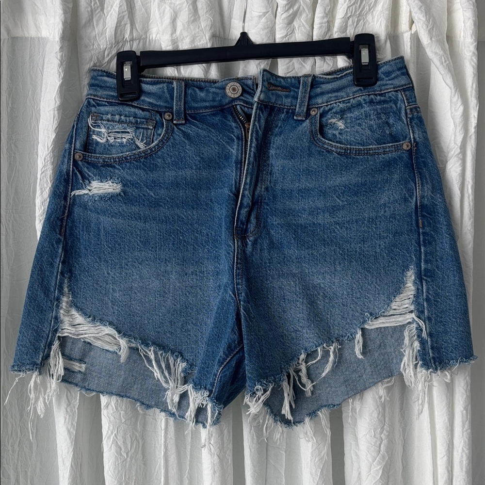 Distressed Indigo Blue Jean Cutoff Shorts